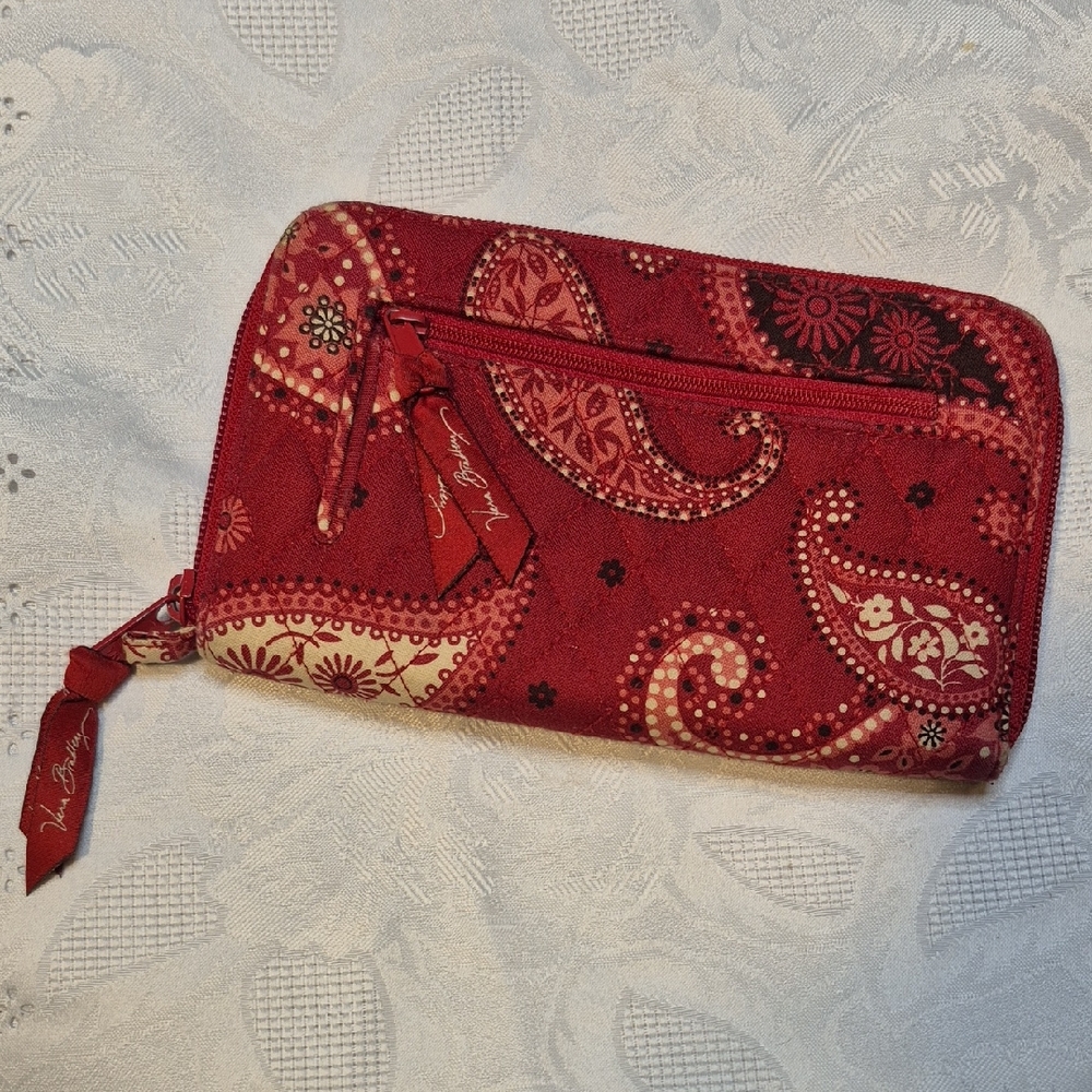 Retired Vera Bradley Red Mesa Paisley Wallet